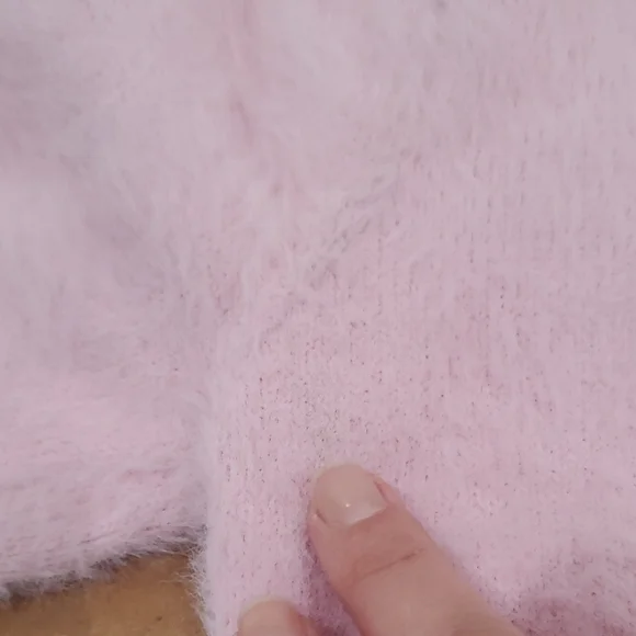 Fuzzy knit Pink cropped cardigan Sweater Sz S Cottage core 90s inspired - Picture 7 of 16